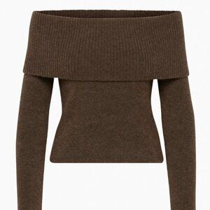 Babaton Bustle Sweater,  Off-shoulder wool blend